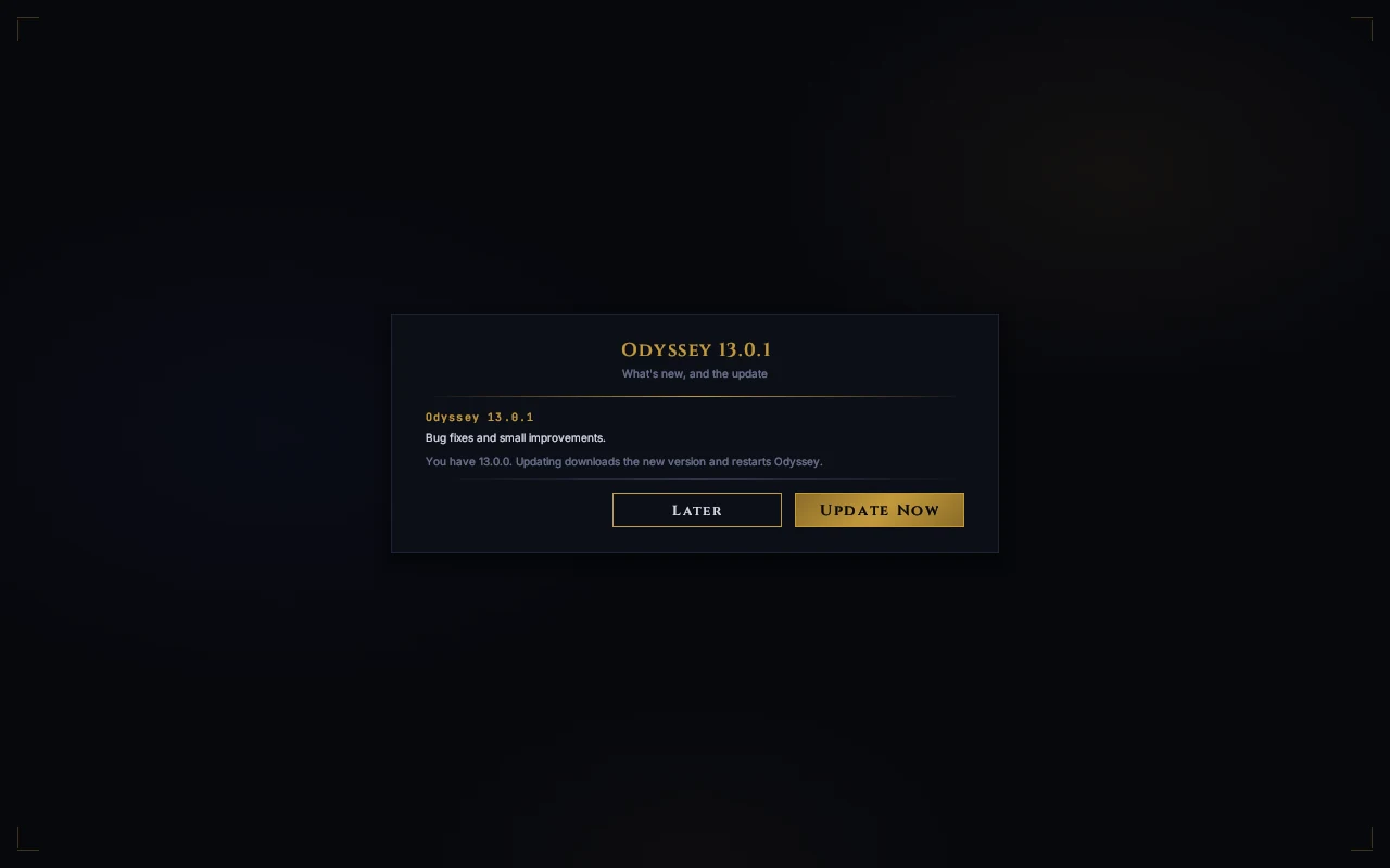 The update screen with its release notes
