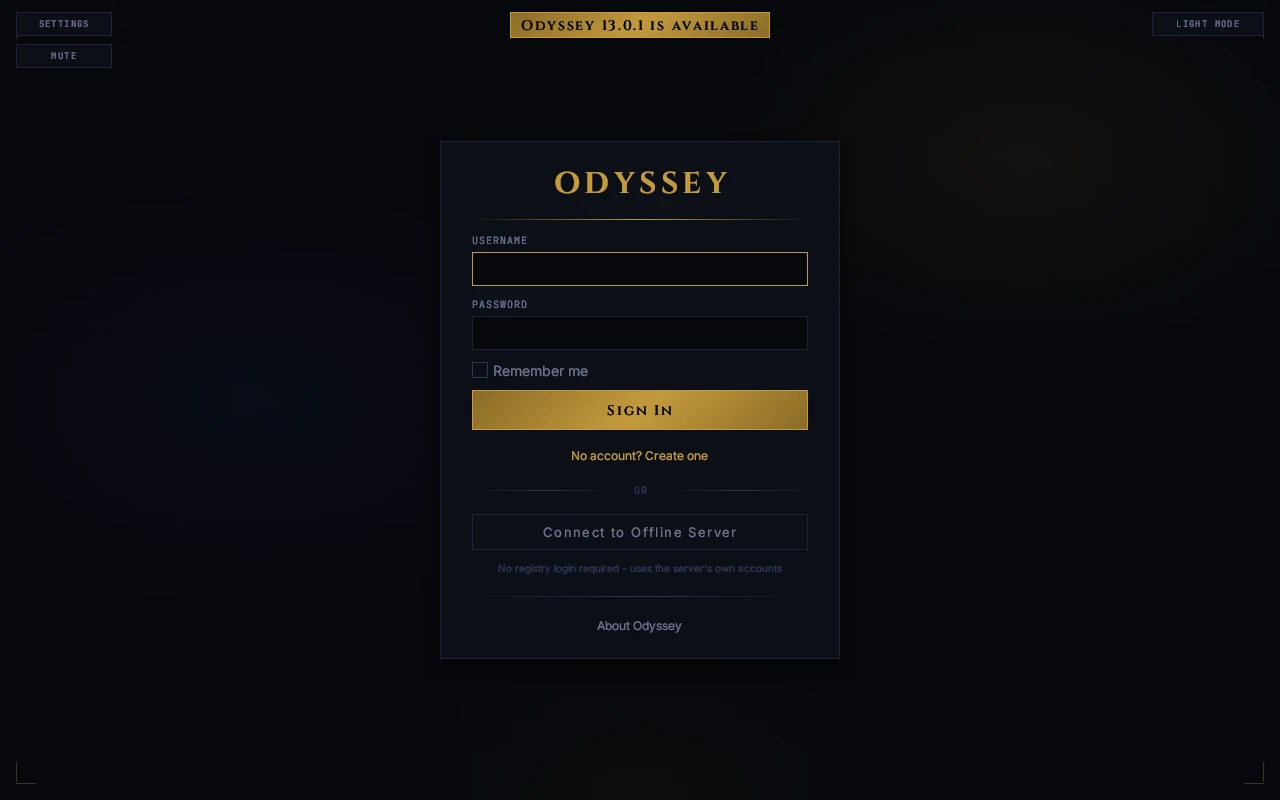 The game's sign-in screen